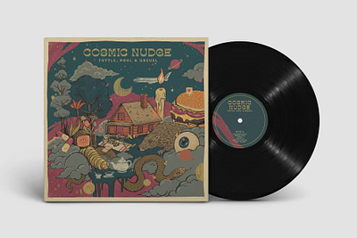 Cosmic Nudge Album Art album art design illustration packaging psychadelic retro typography vintage