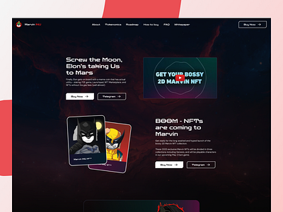 Crypto NFT - Marvin INU crypto landing page nft