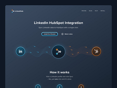 LinkedHub website animation design explanation futuristic hubspot illustration responsive typography ui ux visual web webdesign website