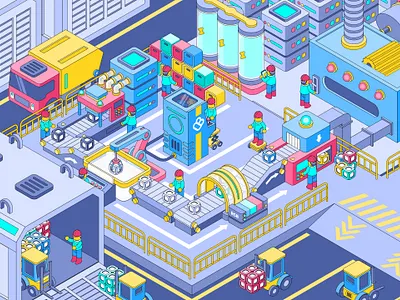 Art Factory branding colorful design illustration isometric line retro ui ux vector wallpaper
