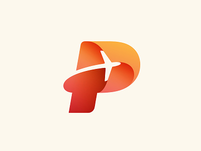 P - Plane branding fly gradient identity jet logo logotype modern p plane simple type
