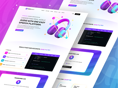 SaaS Audio Speech Landing Page animation audio design audio site branding design graphic design illustration logo motion graphics saas saas design saas landingpage ui uidesign ux vector website