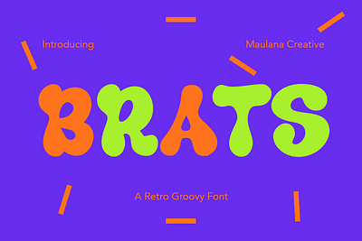 Brats Retro Groovy Handwritten Display Font animation branding brush font design display font font fonts graphic design handwritten font illustration logo nostalgic sans font ui