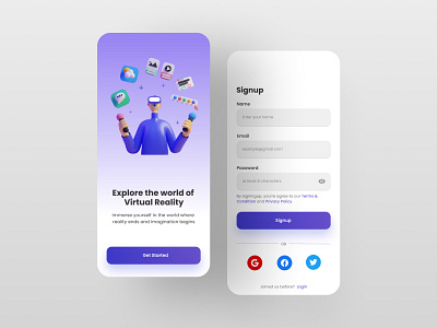 SIGNUP screen for Virtual Reality app. design login modern signin signup ui uidesign virtualreality vr