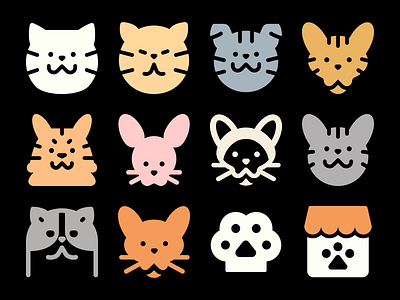 The Cat's MEOW! - New Cat Icons animals branding cats design flat icon design icon set icons illustration illustrator logo minimal pets streamlinehq streamlineicons ui vector