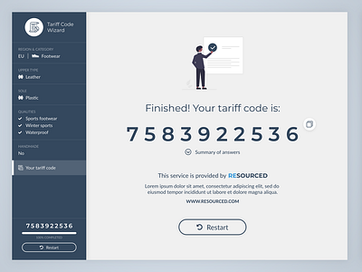Tariff Code Wizard app design fashion ui ux