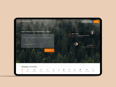 Website Design: Landing Page: Home page: UI adventure animation design discover explore frontend hiking homepage landing landingpage outdoors tourism travel trip ui uiux vacation webdesign website