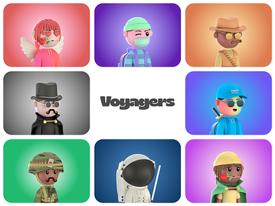 Voyagers NFT Characters 3d 3d art animation blender boy branding character coin crypto cycles design game girl graphic design illustration logo nft ui vector voyager