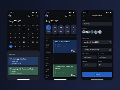 Mobile Calendar App app c design figma product design ui ux