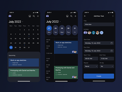 Mobile Calendar App app c design figma product design ui ux