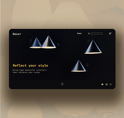 Home Decor app - Landing page design #002 app black branding design ecommerce ecommerce design graphic design home home decor illustration lamp landing page logo mobile design ui ui design ux vector web design web landing page