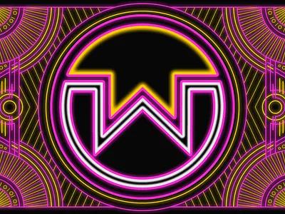 Wownero Neon Art Deco art deco branding crypto design digital art graphic design illustration logo neon ph0enixd0wn photoshop wownero