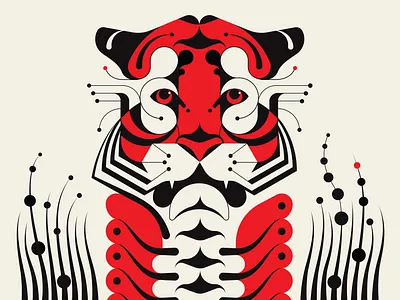 Katrika's Tiger abstract black design geometric illustration messymod red tiger vector