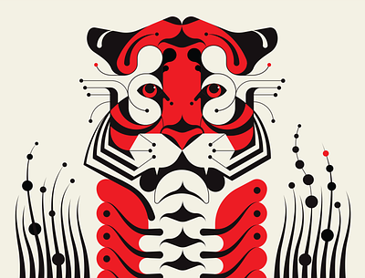 Katrika's Tiger abstract black design geometric illustration messymod red tiger vector
