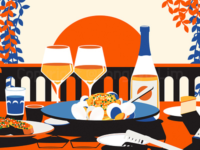 Italian Dining - Color Study bauhaus constructivism color illustration italian cuisine minimal art poster art vintage