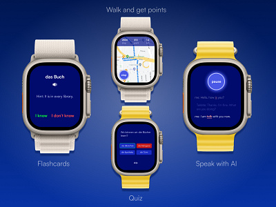 Language learning with apple watch animation apple watch figma flashcard interaction learn language smartwatch ui user experience user interface ux