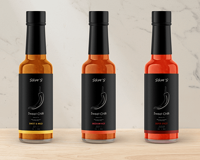 Branding:Sams Sweet Chilli Sauce Co. adobe illustrator adobe photoshop brand identity branding graphic design illustration logo mockup
