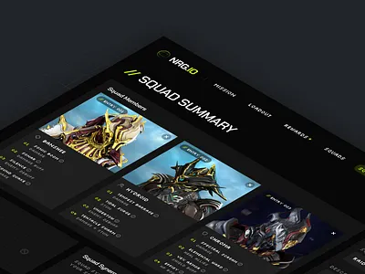 NRG.io - Squad Summary 3d animation brand branding clean crypto dashboard design game gaming graphic design identity landing logo minimal motion graphics nft ui ux vector