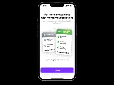 Crossgrade Paywall bundle button cards compare design figma freemium ios minimal minimalistic mobile mobile design package pay payment paywall premium subscription ui ux