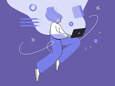 Purchase character character design customer customer experience data flat illustration illistration illustration 2d metrics minimal minimal art outfit purchase purple shopping vector