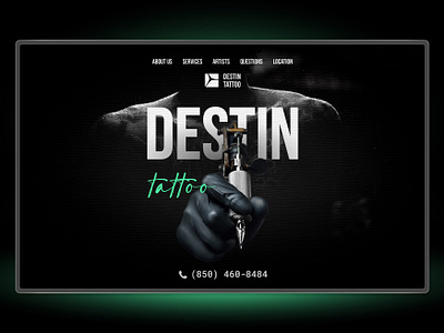 Tattoo Studio Website Design banner branding cover design tattoo tattoo studio typography ui web website