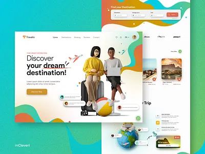 Travelio - Travel agency app branding creativity design graphic design illustration logo travel travel agency ui ux vector webdesign