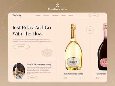 Ruinart Brut champagne Page Design 3d animation branding design graphic design illustration logo minimal motion graphics ui ux vector website