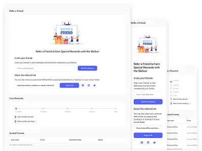 Refer a friend page design for online school lms lms design mobile adaptation online school refer a friend reference page ux ui design web design