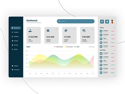 Desktop Finance Dashboard App app application application design cash dashboard design desktop design expenses finance fintech money ui ux web design
