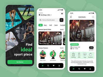 Sport Spaces - Mob App Design branding design graphic design illustration logo ui ux vector web design website design