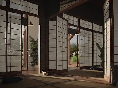 Noh Mask: Meditation arch architecturalvisualization architecture archviz blender cycles home house photoreal photorealism render rendering residential tatami visualization