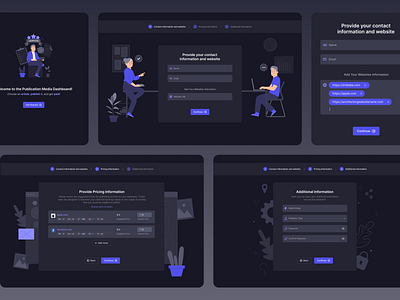 Sign Up process in 3 steps dashboard design illustration purple registration seo sign up steps ui ux vector