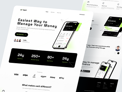 Uwit - Finance Landing Page banking clean company profile compro finance landing page ui design web design
