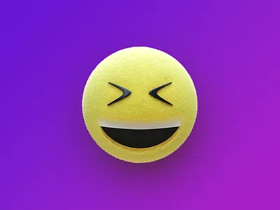 Smiling Face with Open Mouth and Tightly-Closed Eyes 3d blender character cycles emoji face hair mascot render smile yellow