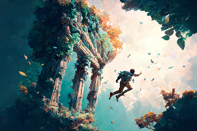 Falling 2 ai art color concept design digital gradient illustration light midjourney minimal painting photoshop simple