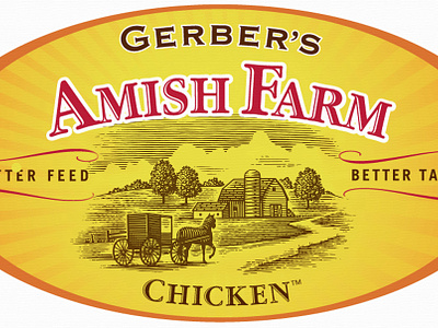 Amish Farm Logomark agriculture artwork design engraving etching illustration ink line art logo logomark packaging scratchboard steven noble woodcut