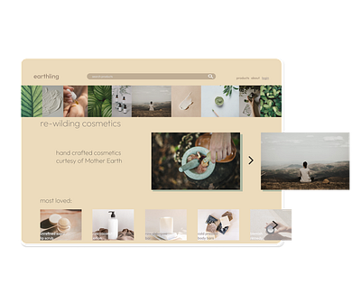 Day 3 - Landing Page : earthling cosmetics branding cosmetics design e commerce eco friendly landing page logo minimalistic typography ui ux web design