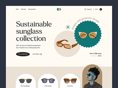 Optical Eyewear - Website Design Exploration clean design ecommerce eye eyecare eyeglass glasses landing page layout minimal modern design online store optical product shop sunglass ui uiux webdesign website