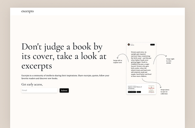 Prelaunch Landing Page for a Book Excerpts App app appstore book books boos design excerpts idea validation landing page playstore prelauch reading ui web design