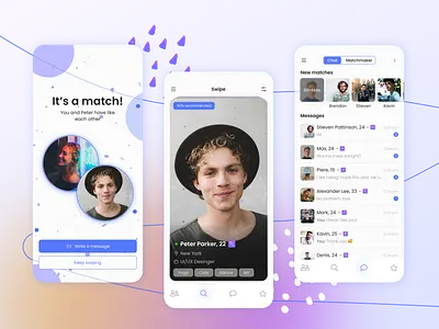 Mobile Design for Dating App app appdesign chat concept dailyui dating dating app design discover homepage love app matchmaking mobile profile swipe ui uidesign uiux design userexperience ux