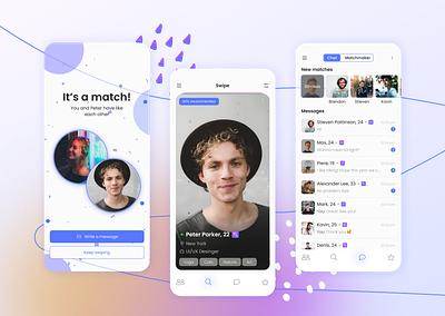 Mobile Design for Dating App app appdesign chat concept dailyui dating dating app design discover homepage love app matchmaking mobile profile swipe ui uidesign uiux design userexperience ux