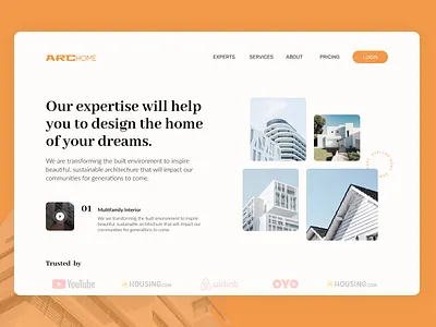 ARChome Web UI Design appdesign architecture booking cleanui design minimal modern ui uiux ux website websiteui