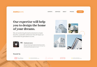 ARChome Web UI Design appdesign architecture booking cleanui design minimal modern ui uiux ux website websiteui