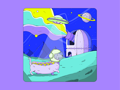 Space dog illustration procreate space