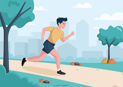 Morning Run app branding design flat graphic design illustration landing page mobile app ui ux vector web website