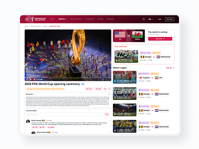 Watch football - Case Study design football march ui ux video watch watch video web website