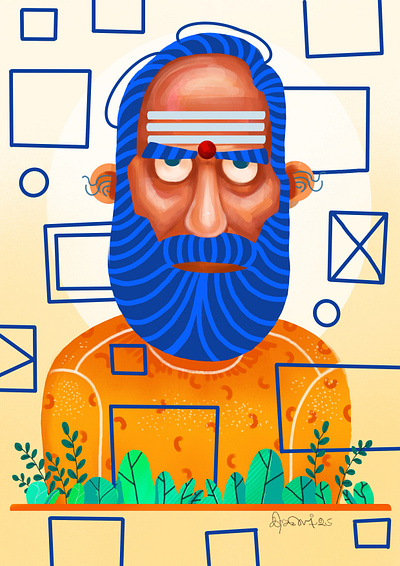 Traditional old man character illustration illustration old man procreate tamil traditional trending illustration ui ux villagelife