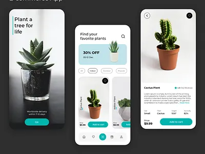 Plant Shop - Ecommerce Mobile App Design app designs ecommerce app design ecommerce design figma design mobile app design online shop design online shop ui ux plant app plant shop ui design ui ux design