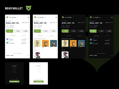 BEAR CRYPTO WALLET EXTENSION blockchain branding btc crypto design eth logo nft ui uiux