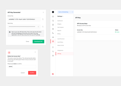 API Keys Settings api ui ui design ux web
